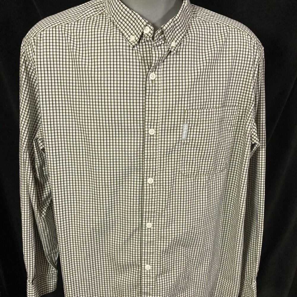 Columbia Plaid Shirt XXL Gingham Micro Plaid Button Front Long Sleeve Men’s Reg